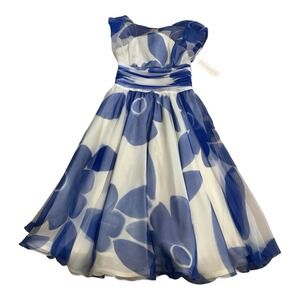 Raul Blanco Evenings Dress Women Sz 10 Purple Blue White Chiffon Ruffle 90s NOS